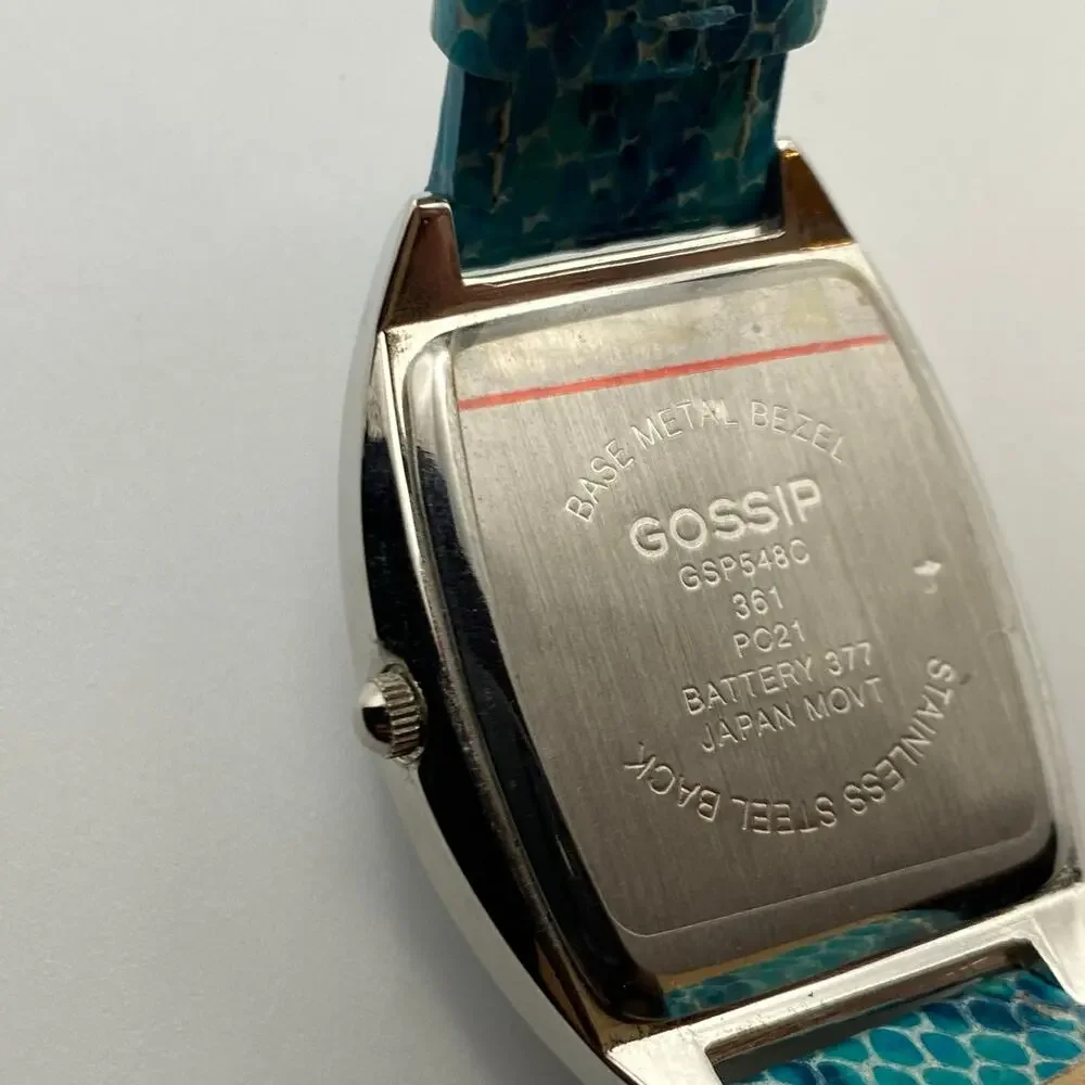 Gossip Ladies' Rectangle Dial Teal Leather Band Watch New Battery - Picture 5 of 7